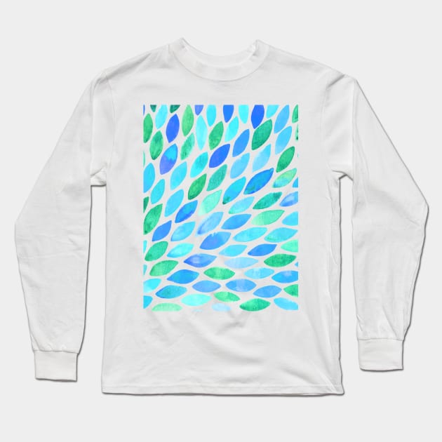Watercolor brush strokes burst - turquoise and blue Long Sleeve T-Shirt by wackapacka